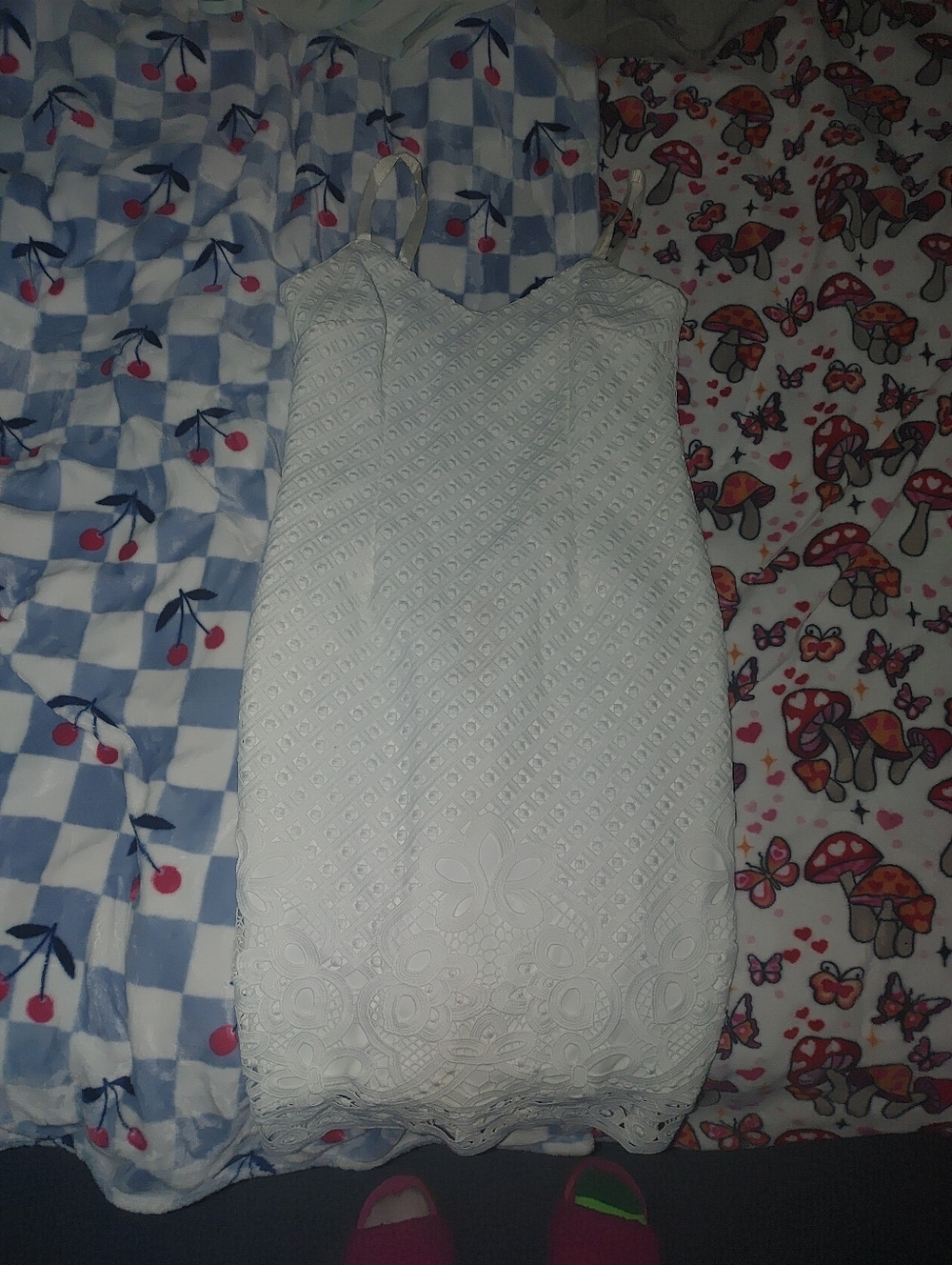 White Lace Spaghetti Strap Dress